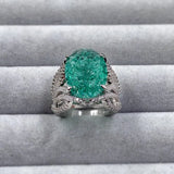 Big Paraiba Tourmaline Ring for Women Vintage Hand Jewelry