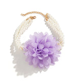 Big Rose Flower Pearl Choker Necklace Romantic Clavicle Chain Y2K