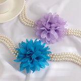 Big Rose Flower Pearl Choker Necklace Romantic Clavicle Chain Y2K