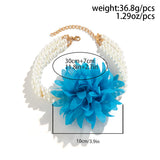 Big Rose Flower Pearl Choker Necklace Romantic Clavicle Chain Y2K
