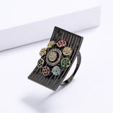 Colorful Zircon Chrysanthemum Shape Ring for Women