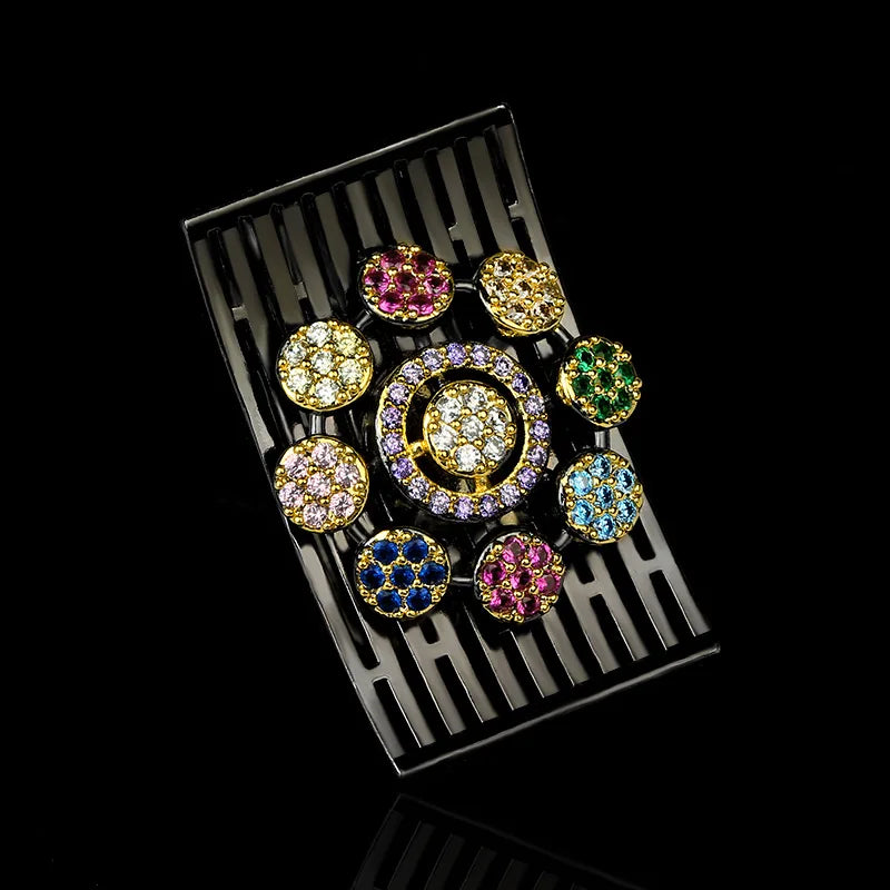 Colorful Zircon Chrysanthemum Shape Ring for Women