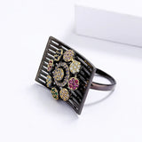 Colorful Zircon Chrysanthemum Shape Ring for Women