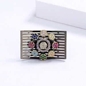 Colorful Zircon Chrysanthemum Shape Ring for Women