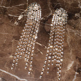 Bling Rhinestone Tassel Dangle Earrings for Women Jewelry