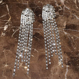 Bling Rhinestone Tassel Dangle Earrings for Women Jewelry