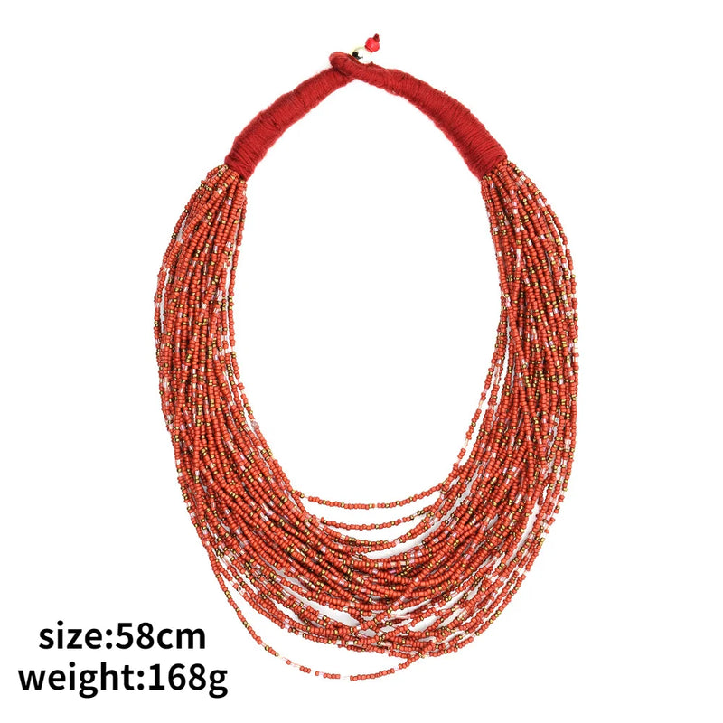 Bohemian Multi-layer Braided Beaded Necklace Retro Woman Necklace