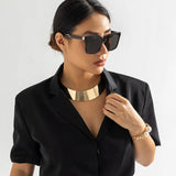 Exaggerated Chunky Metal Wire Torques Choker Necklace Women Collar