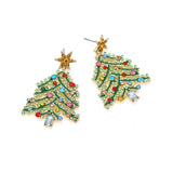 Creative Rhinestone Christmas Tree Earrings