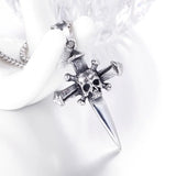 Skull Cross Dagger Pendant Necklace