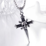 Skull Cross Dagger Pendant Necklace