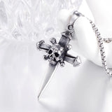 Skull Cross Dagger Pendant Necklace