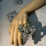 Crystal Water Drop Open Ring for Women