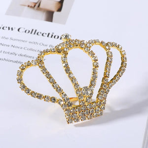 Crystal Oversize Crown Rings Adjustable Stage Show Jewelry for Women