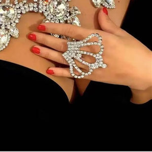 Crystal Oversize Crown Rings Adjustable Stage Show Jewelry for Women