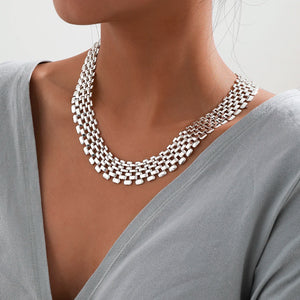 Cuban Chunky Thick Chain Necklace High Big Iron Metal Silver Necklace