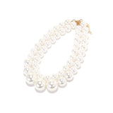 Exaggerated Double Pearl Choker Necklace