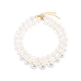 Exaggerated Double Pearl Choker Necklace