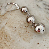 European Street Shot Ball Bead Earrings 925 Sterling Silver