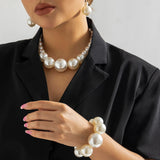 Exaggerated Big Pearl Choker Necklace for Women Wedding Bridal Bead Maxi Chain