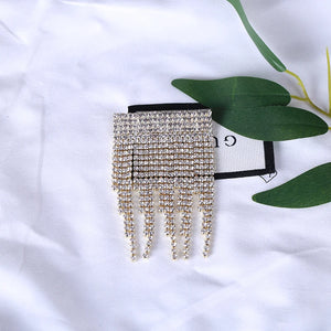 Exaggerated Rhinestone Tassel Brooch