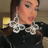 Butterfly Pendant Rhinestone Earrings Party Show Accessories