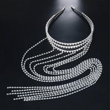 Exaggerated Rhinestone Tassel Headband Crystal Hair Clip