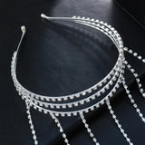 Exaggerated Rhinestone Tassel Headband Crystal Hair Clip
