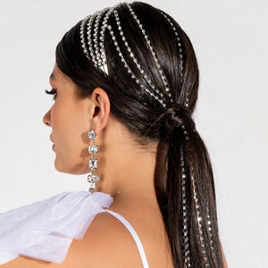 Exaggerated Rhinestone Tassel Headband Crystal Hair Clip