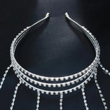 Exaggerated Rhinestone Tassel Headband Crystal Hair Clip