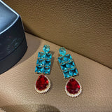 Geometric Big Water Drop Earrings S925 Silver Zircon Wedding Jewelry