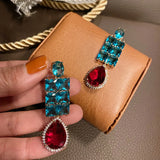Geometric Big Water Drop Earrings S925 Silver Zircon Wedding Jewelry