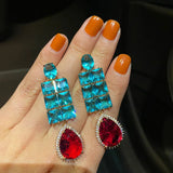 Geometric Big Water Drop Earrings S925 Silver Zircon Wedding Jewelry