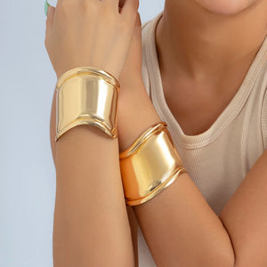Wave Open Wide Bangles Women Punk Big Cuff Smooth Bracelets