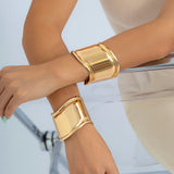 Wave Open Wide Bangles Women Punk Big Cuff Smooth Bracelets