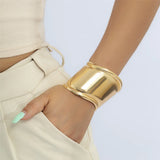 Wave Open Wide Bangles Women Punk Big Cuff Smooth Bracelets