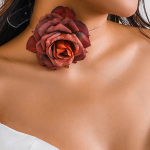 Gothic Rose Flower Clavicle Chain Necklace for Women