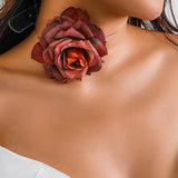 Gothic Rose Flower Clavicle Chain Necklace for Women