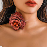 Gothic Rose Flower Clavicle Chain Necklace for Women