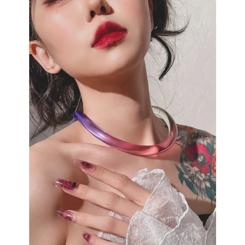 Exaggerated Multicolor Transparent Choker Necklace for Women