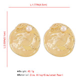 Heavy Metal Round Stud Earrings for Women Statement Punk Simulate Pearl Earrings