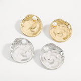 Heavy Metal Round Stud Earrings for Women Statement Punk Simulate Pearl Earrings