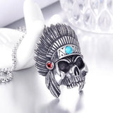Indian Chiefs Skull Head Pendant Necklace Men's Necklace