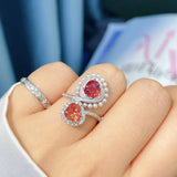 Exaggerated Double Heart Silver Ring for Women