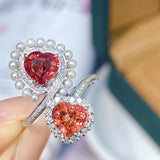 Exaggerated Double Heart Silver Ring for Women