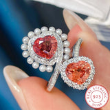 Exaggerated Double Heart Silver Ring for Women