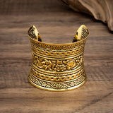 Large Flower Open Cuff Bracelet for Women Retro Wide Bangle Jewelry