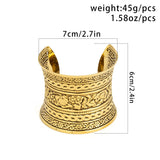 Large Flower Open Cuff Bracelet for Women Retro Wide Bangle Jewelry