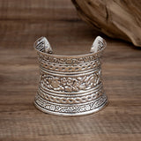 Large Flower Open Cuff Bracelet for Women Retro Wide Bangle Jewelry