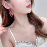 Long Drop Tassel Earrings 925 Silver Dangler Bohemia Vintage Wedding Jewelry
